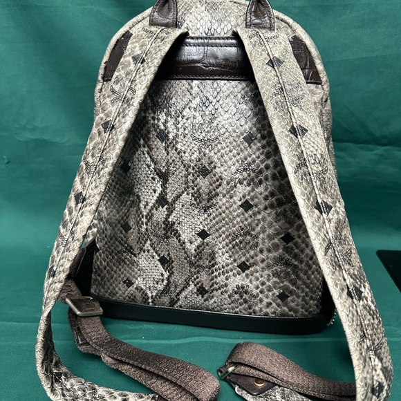 MCM Studded Gray and Brown Backpack - Picture 3 of 7